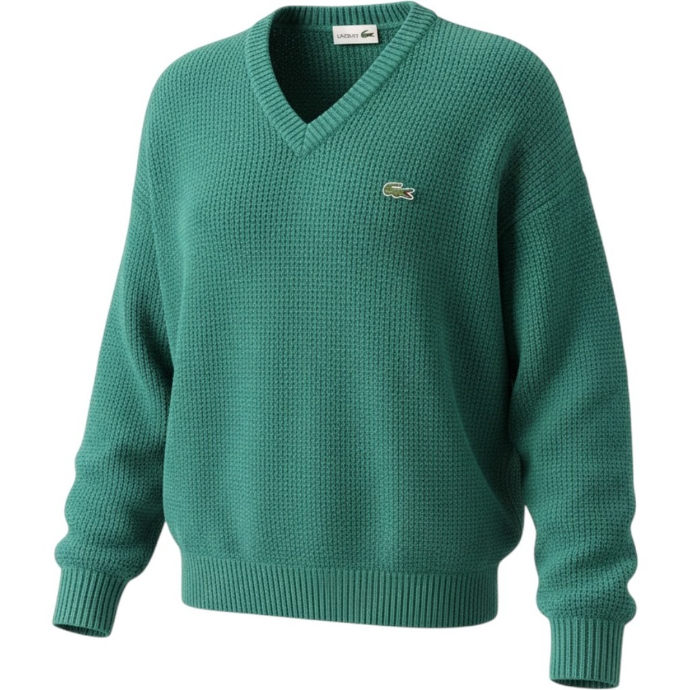 NWT Vintage Lacoste V-Neck Sweater Green Cotton Knit Made in USA NWT Men M